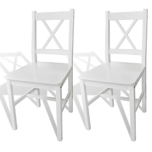 Decoshop26 Lot de 2 chaises de salle à manger cuisine design classique bois de pin blanc CDS020166