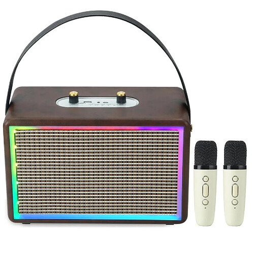 Yonis Enceinte Retro Bluetooth Effet Lumière Karaoke