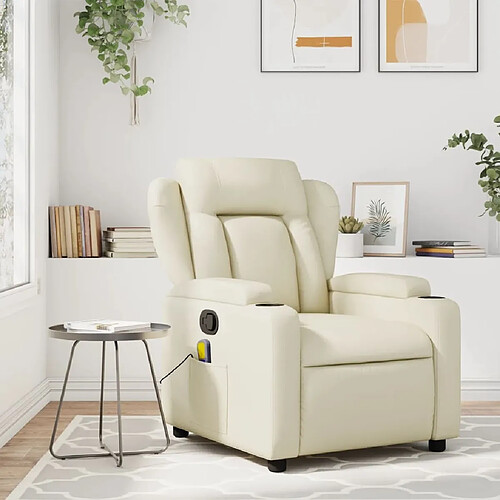 Maison Chic Fauteuil inclinable,Fauteuil luxe de relaxation de massage Crème Similicuir -MN42594