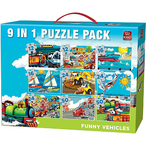 King PACK DE PUZZLES 9 en 1 VEHICULES