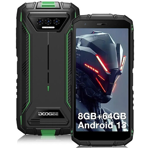 NC Telephone portable DOOGEE S41T Robuste Smartphone 8+64Go 5.5" 6300mAh Android 14 Carte T-Flash jusqu'à 1TB Double SIM NFC - Vert