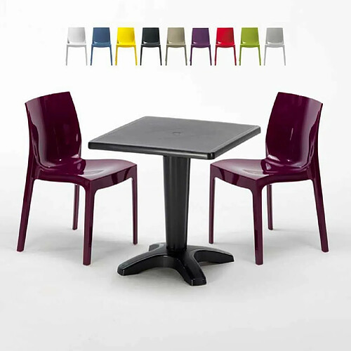 Grand Soleil Table et 2 chaises colorées polypropylen