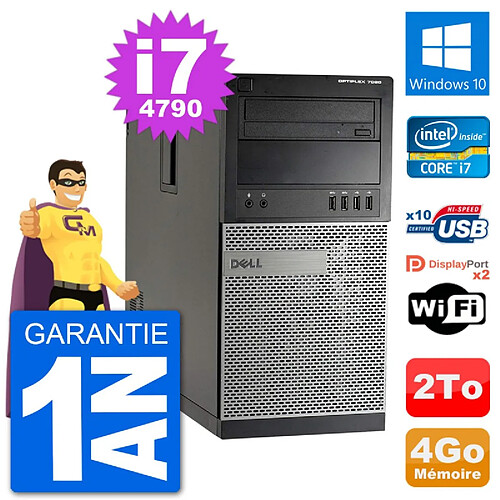 PC Tour Dell 7020 Intel Core i7-4790 RAM 4Go Disque Dur 2To Windows 10 Wifi · Occasion