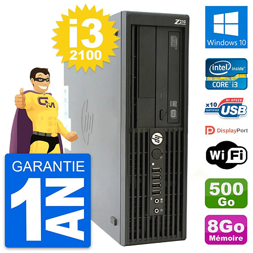 PC HP WorkStation Z210 SFF Core i3-2100 RAM 8Go Disque 500Go Windows 10 Wifi · Occasion