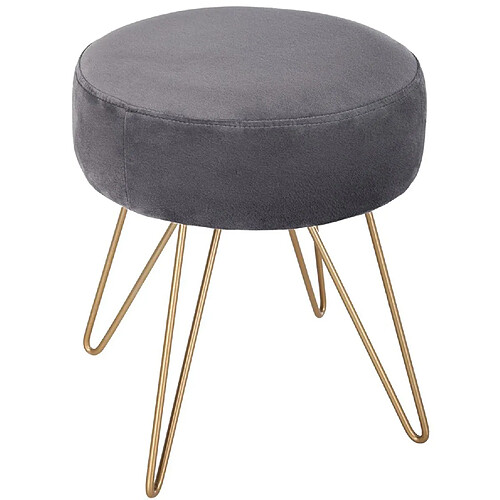 Tabouret en métal et polyester coloris gris foncé - Dim : D.35 x H.40 cm -PEGANE