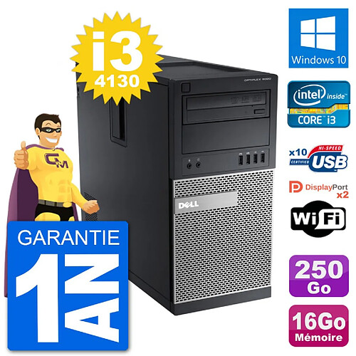 PC Tour Dell 9020 Intel Core i3-4130 RAM 16Go Disque Dur 250Go Windows 10 Wifi · Occasion