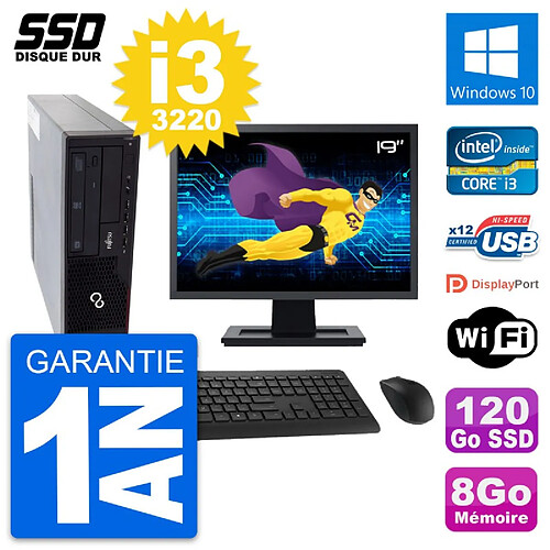 PC Fujitsu E910 DT Ecran 19" Intel i3-3220 RAM 8Go SSD 120Go Windows 10 Wifi · Occasion