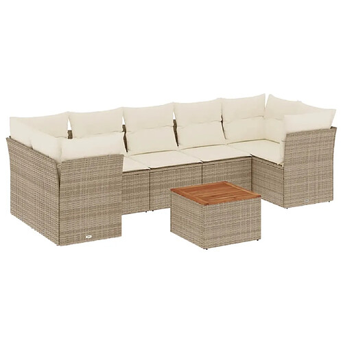 Maison Chic Salon de jardin avec coussins 8 pcs | Ensemble de Table et chaises | Mobilier d'Extérieur beige résine tressée -GKD22460