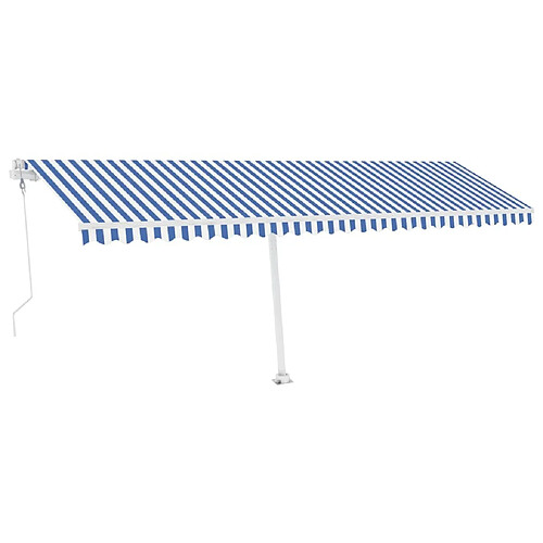 Maison Chic Auvent automatique | Store banne extérieur | Marquise capteur de vent LED 600x350 cm Bleu et blanc -MN73137