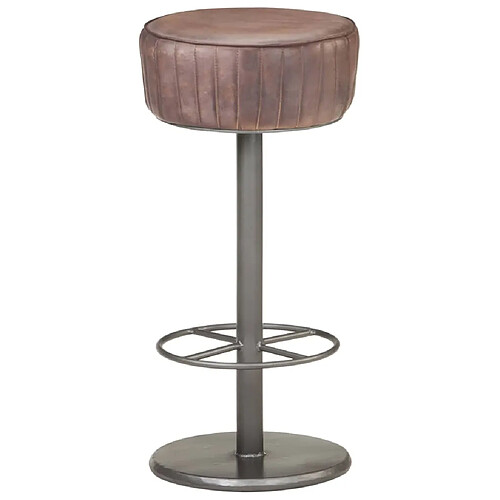 vidaXL Tabouret de bar Marron Cuir véritable