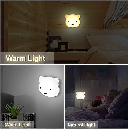 Universal Lumière de nuit LED enfant, bébé rechargeable enfant sans fil changement de couleur lumière de nuit lumière tactile USB portable lumière de chambre dimmable ours mignon lumière de nuit chambre bébé chambre à coucher lecture, (blanc)