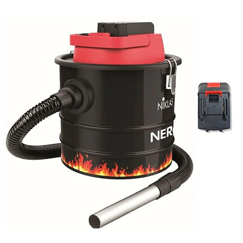 Aspirateur de cendres à Batterie 18V LITHIUM 2.0Ah NIKLAS + Fonction souffleur Cuve 10L Polyvalent