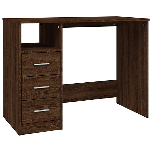 Maison Chic Bureau solide,Table de travail,Bureau d'ordinateur avec tiroirs Chêne marron 102x50x76 cm Bois d'ingénierie -GKD11215