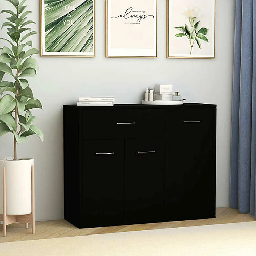 Maison Chic Buffet,Meuble de Rangement,commode pour salon,Cuisine Noir 88x30x70 cm Aggloméré -MN90584