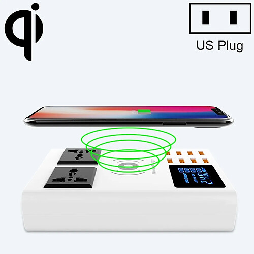 Wewoo Chargeur sans fil YC-CDA10W 10W Multi Port USB Affichage numérique intelligent à charge rapideprise américaine