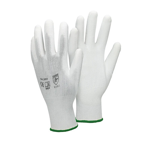 ECD Germany 120 paires de Gants de travail en PU, taille 11-XXL, couleur blanc, gants de mécanicien en nylon gants de jardin