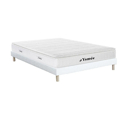 Vente-Unique Ensemble 140 x 190 cm sommier tapissier + matelas ressorts ensachés accueil nano ressorts + mémoire de forme ép.26cm - MIRI de YSMÉE