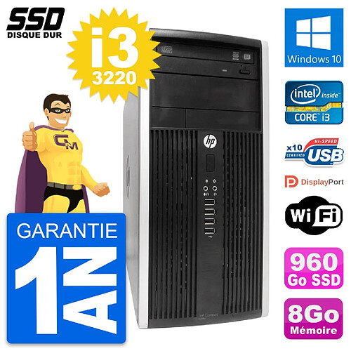 PC Tour HP Compaq Pro 6300 CMT Intel i3-3220 RAM 8Go SSD 960Go Windows 10 Wifi · Occasion