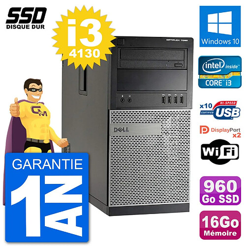 PC Tour Dell 7020 Intel Core i3-4130 RAM 16Go SSD 960Go Windows 10 Wifi · Occasion