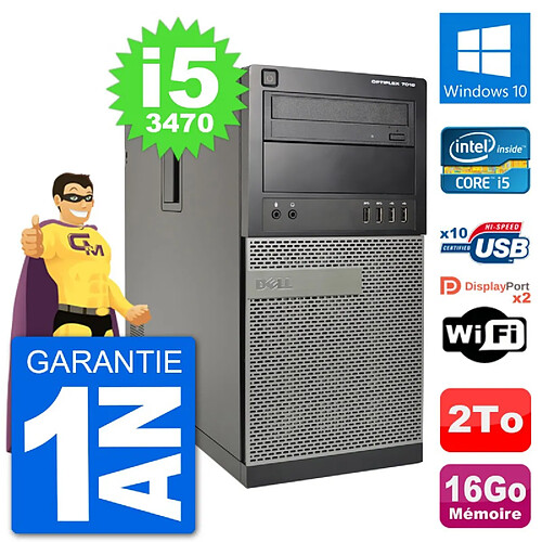 PC Tour Dell 7010 Intel Core i5-3470 RAM 16Go Disque Dur 2To Windows 10 Wifi · Occasion