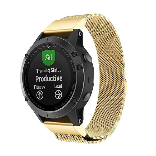 Wewoo Bracelet pour montre connectée Garmin Fenix 5 Milan Metal en acier inoxydable métaltaille 26 mm doré