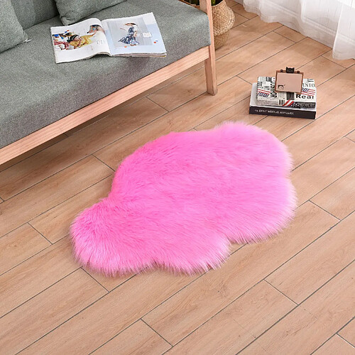 LUUCOZK Tapis moelleux en fausse fourrure, tapis à poils longs pour chambre à coucher et salon – Nuage rouge rose-60x120CM