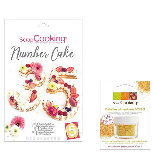 Scrapcooking Coffret Number cake + paillettes dorées