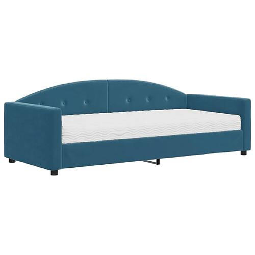 Maison Chic Lit de jour avec matelas, Lit de repos Lit d'invité pour Salon Chambre,Canapé-lit bleu 90x200 cm velours -MN63749