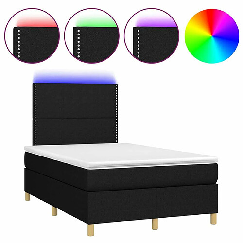 Maison Chic Lit adulte- Lit + matelas + LED,Sommier à lattes de lit matelas et LED noir 120x190 cm tissu -GKD27736