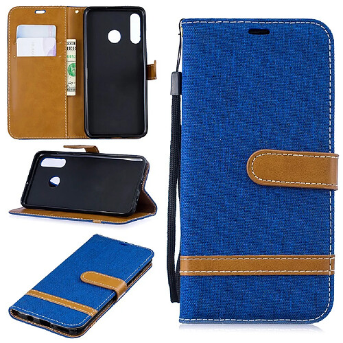 Etui en PU tissu jeans de couleur assortie bleu clair pour votre Huawei P30 Lite