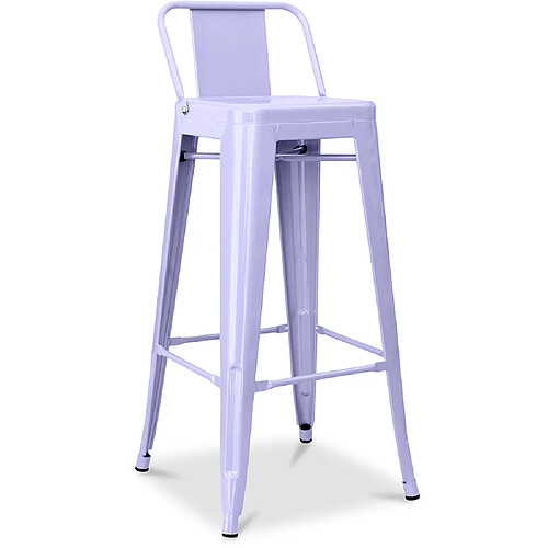 ICONIK INTERIOR Tabouret de bar avec petit dossier Stylix design industriel en Métal - 76 cm - Nouvelle édition Lavande