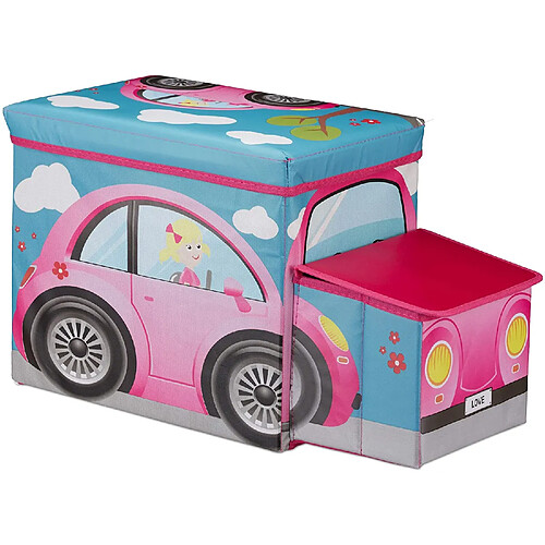 Helloshop26 Tabouret pouf coffre boîte à Jouets pouf enfant pliable rose 13_0002812_7