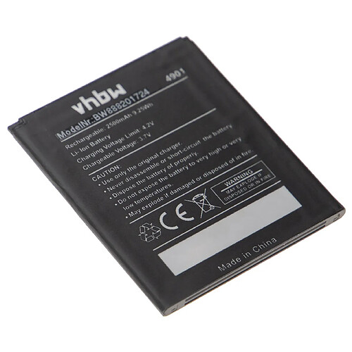 vhbw Batterie remplacement pour Wiko 4901 pour smartphone (2500mAh, 3,7V, Li-polymère)