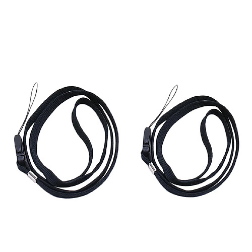 2pcs 40cm Noir Sangle Cordon de Cou Réglable pour Mp3 Téléphone Clé USB Carte Identité