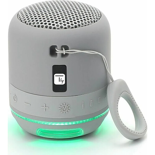 Techly 363654 Enceinte portable sans fil avec mains libres et LED Gris