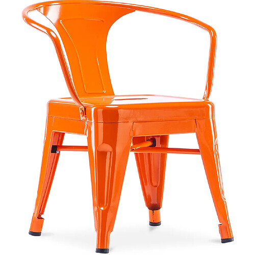 ICONIK INTERIOR Chaise enfant avec accoudoirs - Chaise enfant design industriel - Acier - Stylix Orange