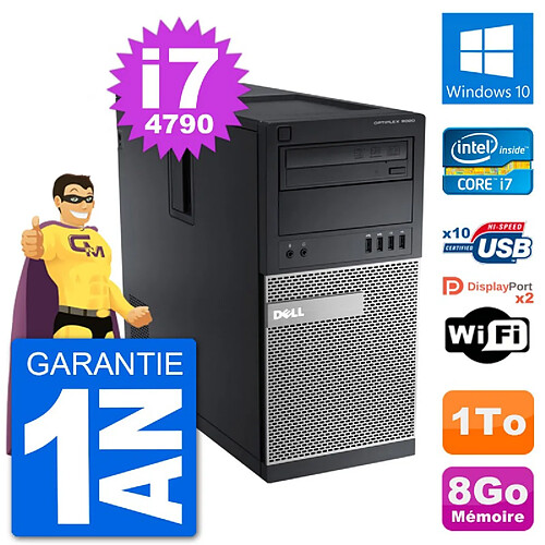 PC Tour Dell 9020 Intel Core i7-4790 RAM 8Go Disque Dur 1To Windows 10 Wifi · Occasion