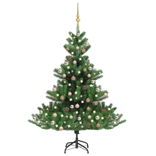 vidaXL Sapin de Noël artificiel Nordmann avec LED et boules Vert 210cm