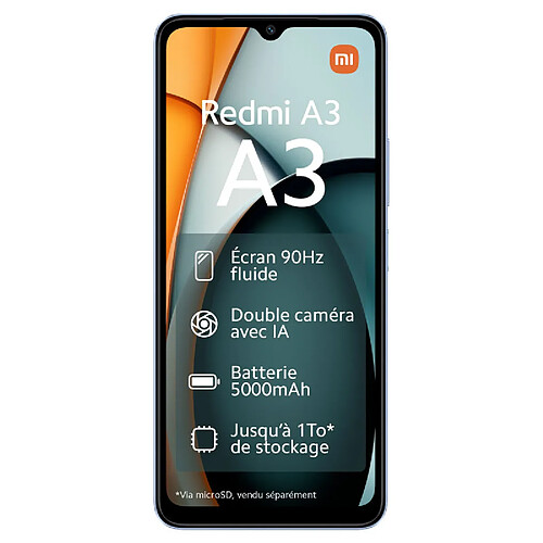 Xiaomi Redmi A3 (6.71" - 64 Go, 3 Go RAM) Bleu