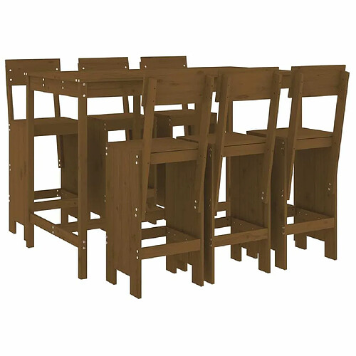 Maison Chic Table de bar et chaises d'extérieur 7 pcs,Ensemble de bar de jardin pour relax marron miel bois de pin massif -GKD159946