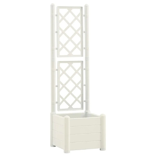 Maison Chic Jardinière,Bac à fleurs avec treillis - pot de fleur 43x43x142 cm PP Blanc -GKD30961