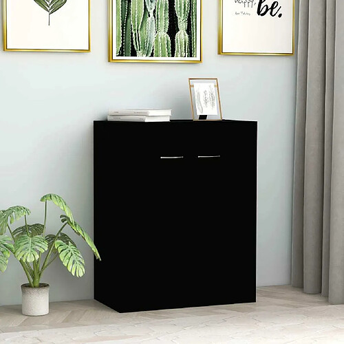 Maison Chic Buffet,Meuble de Rangement,commode pour salon,Cuisine Noir 60x30x75 cm Aggloméré -MN55356