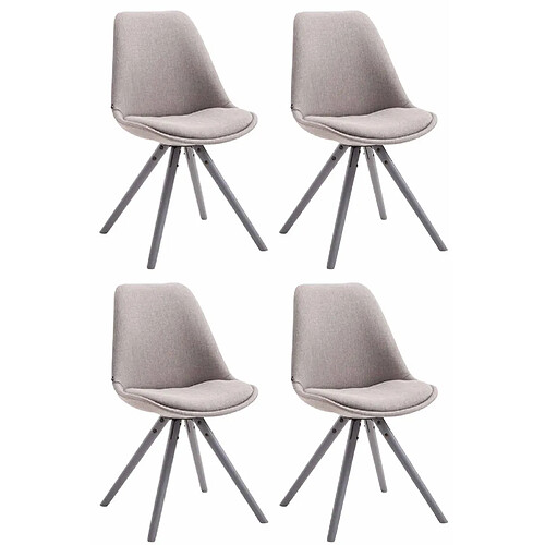 Decoshop26 4 chaises de salle à manger style scandinave en tissu gris clair pieds rond en bois gris CDS10336