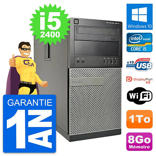 PC Tour Dell OptiPlex 9010 Intel Core i5-2400 RAM 8Go Disque 1To Windows 10 Wifi · Occasion