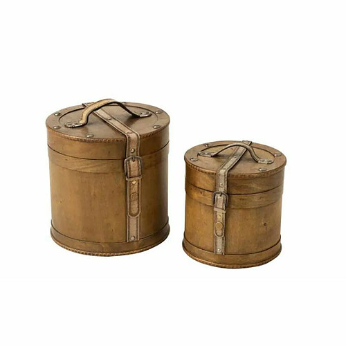 Paris Prix Lot de 2 Coffres de Rangements Rond 25cm Beige