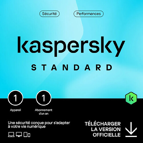 Kaspersky Standard - Licence 1 an - 1 appareil - A télécharger