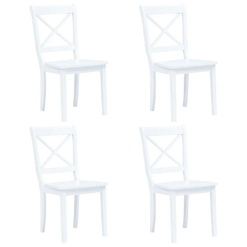 vidaXL Chaises à manger lot de 4 blanc bois d'hévéa massif