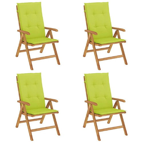 Maison Chic Lot de 4 Chaises de jardin inclinables,Fauteuil d'extérieur bois massif teck -MN24096