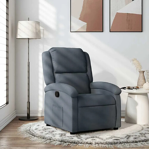 Maison Chic Fauteuil inclinable,Fauteuil luxe de relaxation Gris foncé Velours -MN20304