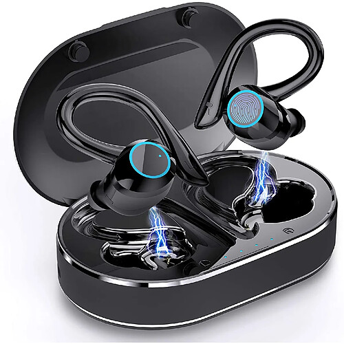 Universal Écouteurs Bluetooth sans fil Sport Bouchons d'oreille étanches Écouteurs Bluetooth 5.1 avec microphone Contrôle tactile Écouteurs 9D HiFi